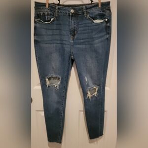 Judy Blue Skinny Fit raw hem distressed knees 15/32